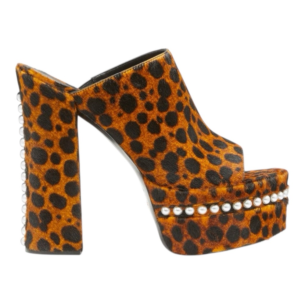 Stuart Weitzman Skyhigh 145 Pearl Slide Calf Hair Leopard Size 39 (US 8.5B) NIB